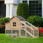 Pet Supplies-69" Wooden Chicken Cage wIth Run, Chicken Coop Hen House with Ramp, Removable Tray, Ventilated Window and Nesting Box, Natural - Outdoor Style Company