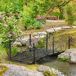 Outdoor and Garden-6FT Classic Garden Bridge with Safety Railings Steel Arc Footbridge Decorative Pond Bridge for Backyard Creek Stream, Black - Outdoor Style Company