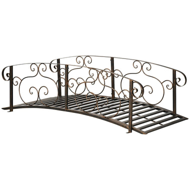 Outdoor and Garden-6FT Classic Garden Bridge with Safety Railings Steel Arc Footbridge Decorative Pond Bridge for Backyard Creek Stream, Bronze - Outdoor Style Company