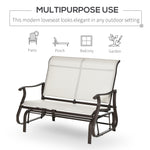 47" Outdoor Double Glider Bench, Patio Glider Armchair for Backyard with Mesh Seat and Backrest, Steel Frame, Cream White