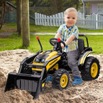 Toys and Games-6V Kids Electric Ride on Digger, Rechargeable Battery Powered Childs Ride on Truck with 2 Speed, Realistic Sound and Headlights, Yellow - Outdoor Style Company