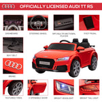 Toys and Games-6V Licensed Audi TT RS Kids Electric Toy Car, Battery Powered Ride on Car with 2 Speeds, Headlight Music and Remote Control, Red - Outdoor Style Company