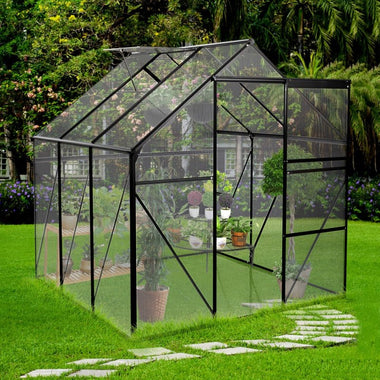 Greenhouses-6X6FT Polycarbonate Greenhouse Raised Base and Anchor Aluminum Heavy Duty Walk-in Greenhouses - Outdoor Style Company
