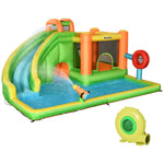 Miscellaneous-7-in-1 Inflatable Water Slide, Kids Castle Bounce House Includes Slide, trampoline, Pool, Ball-target, Boxing Post, Tunnel, 750W Air Blower - Outdoor Style Company