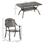 Outdoor and Garden-7-Piece Patio Dining Set, Cast Aluminum Outdoor Furniture Set with 6 Armchairs, 1 Table and Umbrella Hole, Bronze - Outdoor Style Company