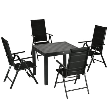 Outdoor and Garden-7 Piece Patio Dining Set for 6, Expandable Outdoor Table, Folding & Reclining Chairs, Aluminum Frames, Mesh Fabric Seats - Outdoor Style Company