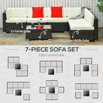 Outdoor and Garden-7-Piece Patio Furniture Set Outdoor Wicker Conversation Sets PE Rattan Sectional Sofa Set with Cushions & Tempered Glass Desktop, Cream White - Outdoor Style Company