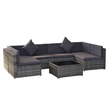 Outdoor and Garden-7 Piece Patio Furniture Set Outdoor Wicker Furniture for Backyard - Gray - Outdoor Style Company