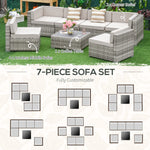 Outdoor and Garden-7-Piece Patio Furniture Sets, Outdoor Wicker Conversation Sets, All Weather PE Rattan Sofa Set with Cushions & Slat Plastic Wood Table, Beige - Outdoor Style Company