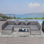Outdoor and Garden-7-Piece Patio Furniture Sets Outdoor Wicker Conversation Sets PE Rattan Sectional sofa set with Cushions & Glass Desktop, Charcoal Black - Outdoor Style Company