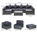 Outdoor and Garden-7-Piece Patio Furniture Sets PE Rattan Sectional Sofa Set Outdoor Conversation Set w/ Coffee Table & Cushion for Garden, Backyard, Grey - Outdoor Style Company