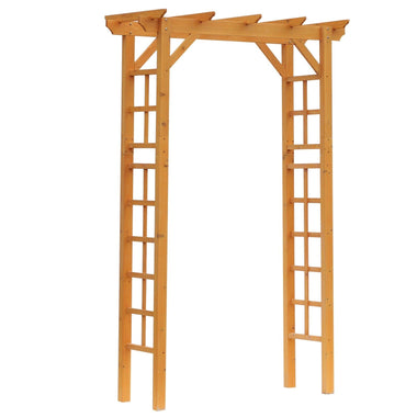 Outdoor and Garden-7' Wood Outdoor Garden Arbor/ArchTrellis with Natural Fir Wood & Side Panel for Climbing Vines, Orange - Outdoor Style Company