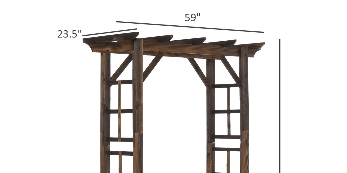 7' Wood Steel Outdoor Garden Arched Trellis Arbor with Natural Fir Woo