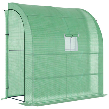 Outdoor and Garden-7' x 3' x 7' Outdoor Walk-In Greenhouse, Plant Nursery with Roll-up Window, PE Cover, and 3-Tier Wire Shelves, Green - Outdoor Style Company