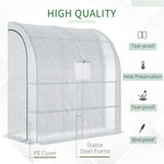 Outdoor and Garden-7' x 3' x 7' Outdoor Walk-In Greenhouse, Plant Nursery with Roll-up Window, PE Cover, and 3-Tier Wire Shelves, White - Outdoor Style Company