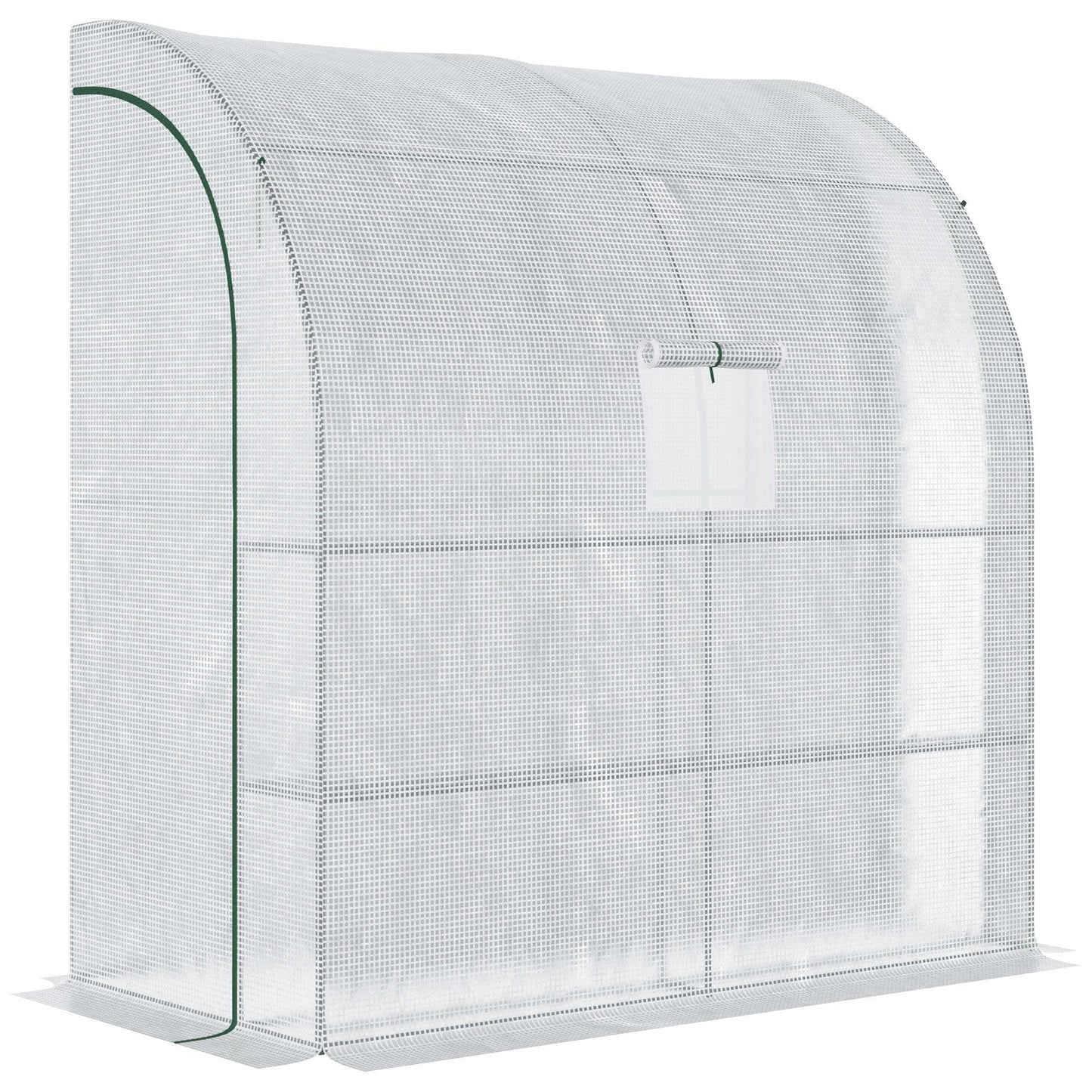 Outdoor and Garden-7' x 3' x 7' Outdoor Walk-In Greenhouse, Plant Nursery with Roll-up Window, PE Cover, and 3-Tier Wire Shelves, White - Outdoor Style Company