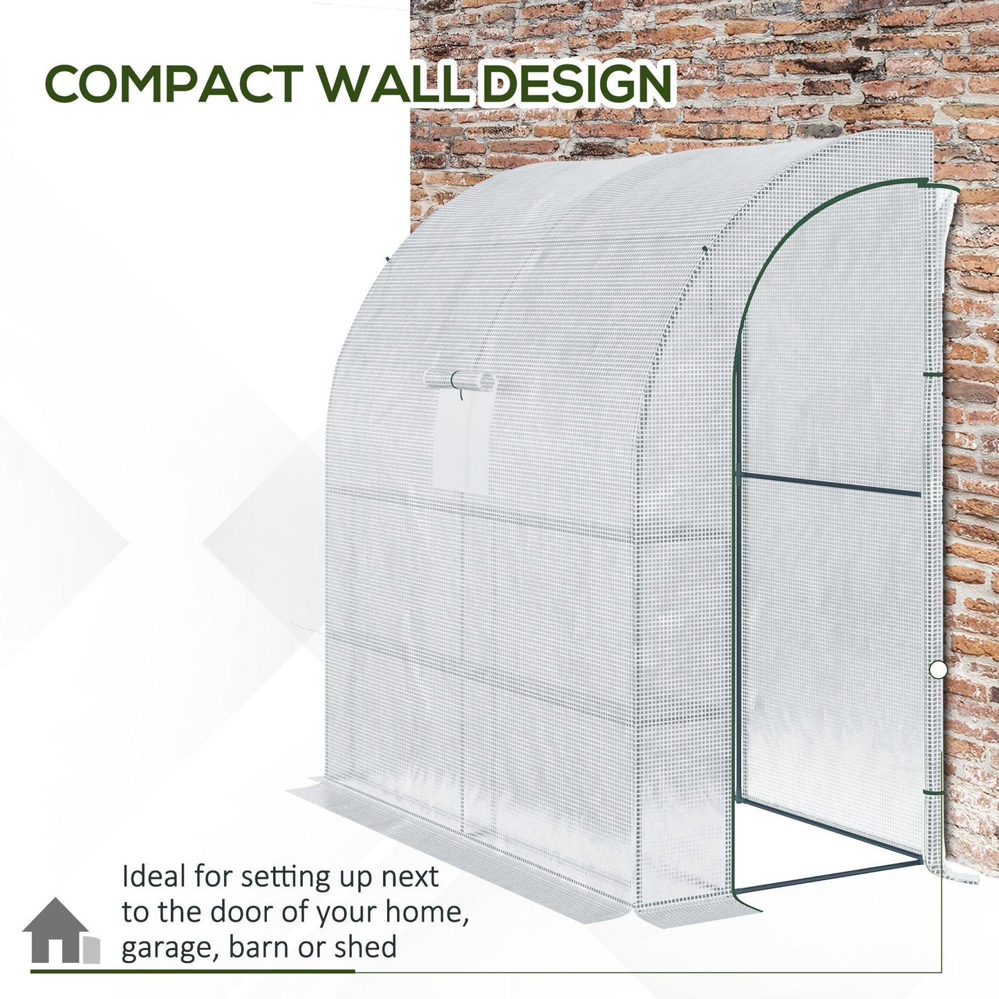 Outdoor and Garden-7' x 3' x 7' Outdoor Walk-In Greenhouse, Plant Nursery with Roll-up Window, PE Cover, and 3-Tier Wire Shelves, White - Outdoor Style Company