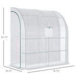 Outdoor and Garden-7' x 3' x 7' Outdoor Walk-In Greenhouse, Plant Nursery with Roll-up Window, PE Cover, and 3-Tier Wire Shelves, White - Outdoor Style Company