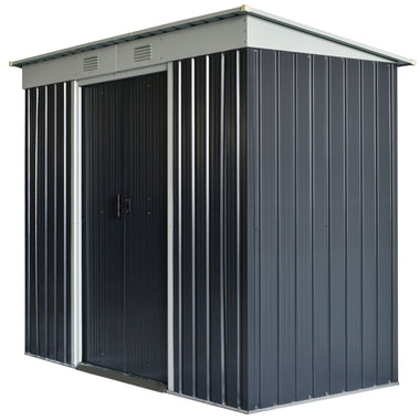 Outdoor and Garden-7' x 4' Backyard Garden Tool Storage Shed with Dual Locking Doors, 2 Air Vents and Steel Frame, Black/White - Outdoor Style Company