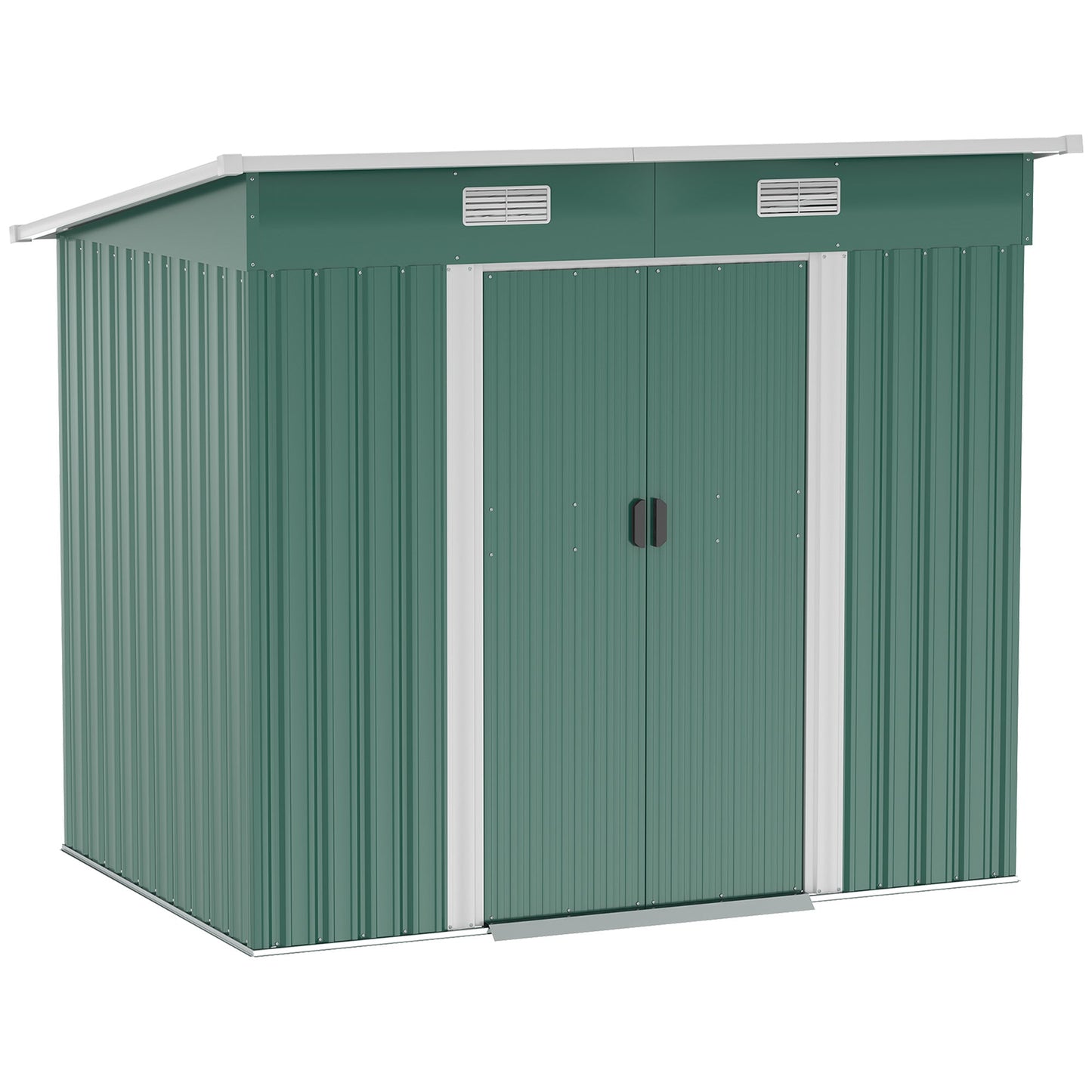 Outdoor and Garden-7' x 4' Metal Outdoor Storage Shed Garden Lockable Shed Tool Utility Storage Unit, Dark Green - Outdoor Style Company