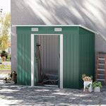 Outdoor and Garden-7' x 4' Metal Outdoor Storage Shed Garden Lockable Shed Tool Utility Storage Unit, Dark Green - Outdoor Style Company