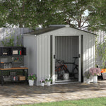 Outdoor and Garden-7' x 4' x 6' Garden Metal Shed & Tin Garden shed with 4 Vents for Airflow & 2 Easy Sliding Doors, White - Outdoor Style Company