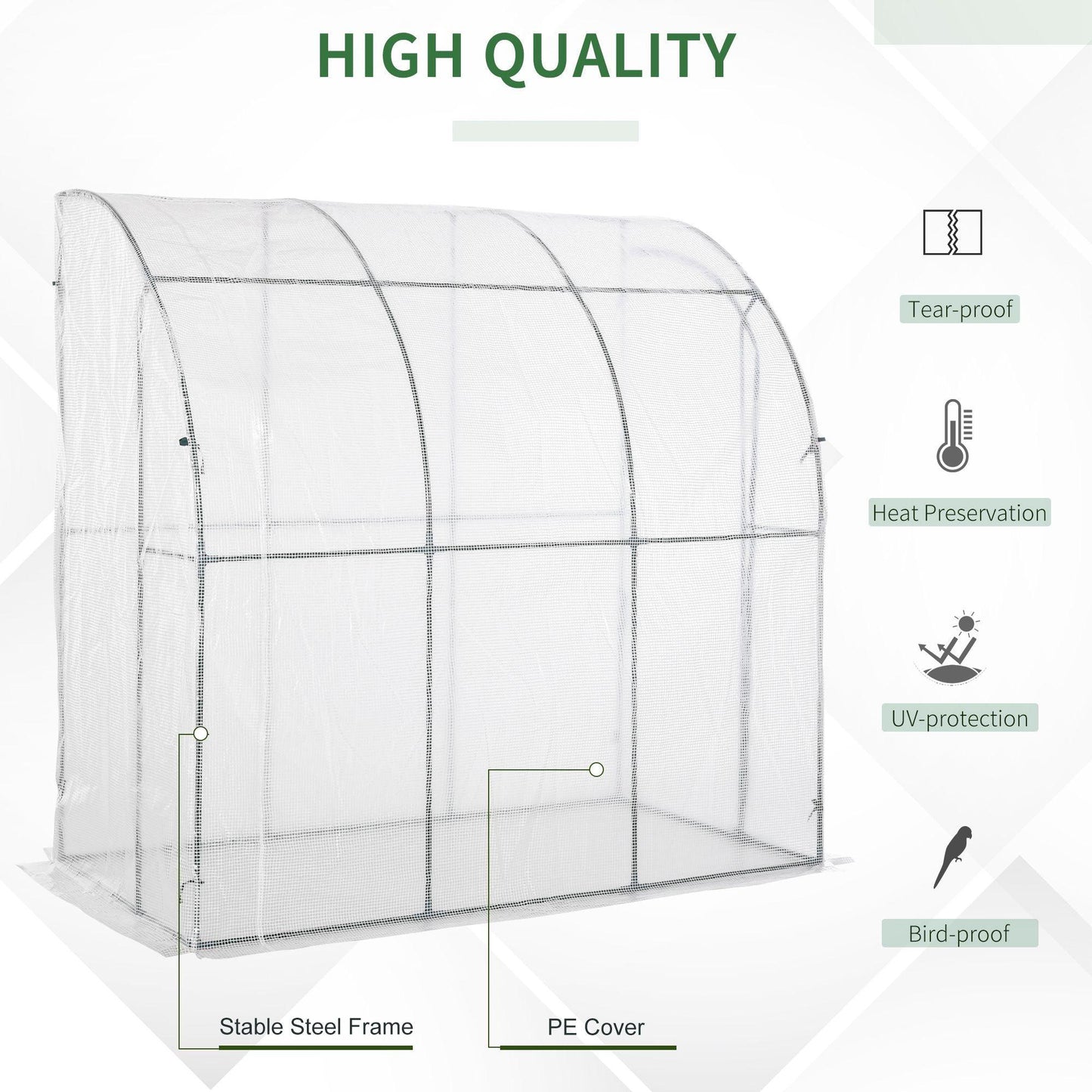 Outdoor and Garden-7' x 4' x 7' Outdoor Walk-In Greenhouse, Plant Nursery with Roll-up Door, and PE Cover, White - Outdoor Style Company