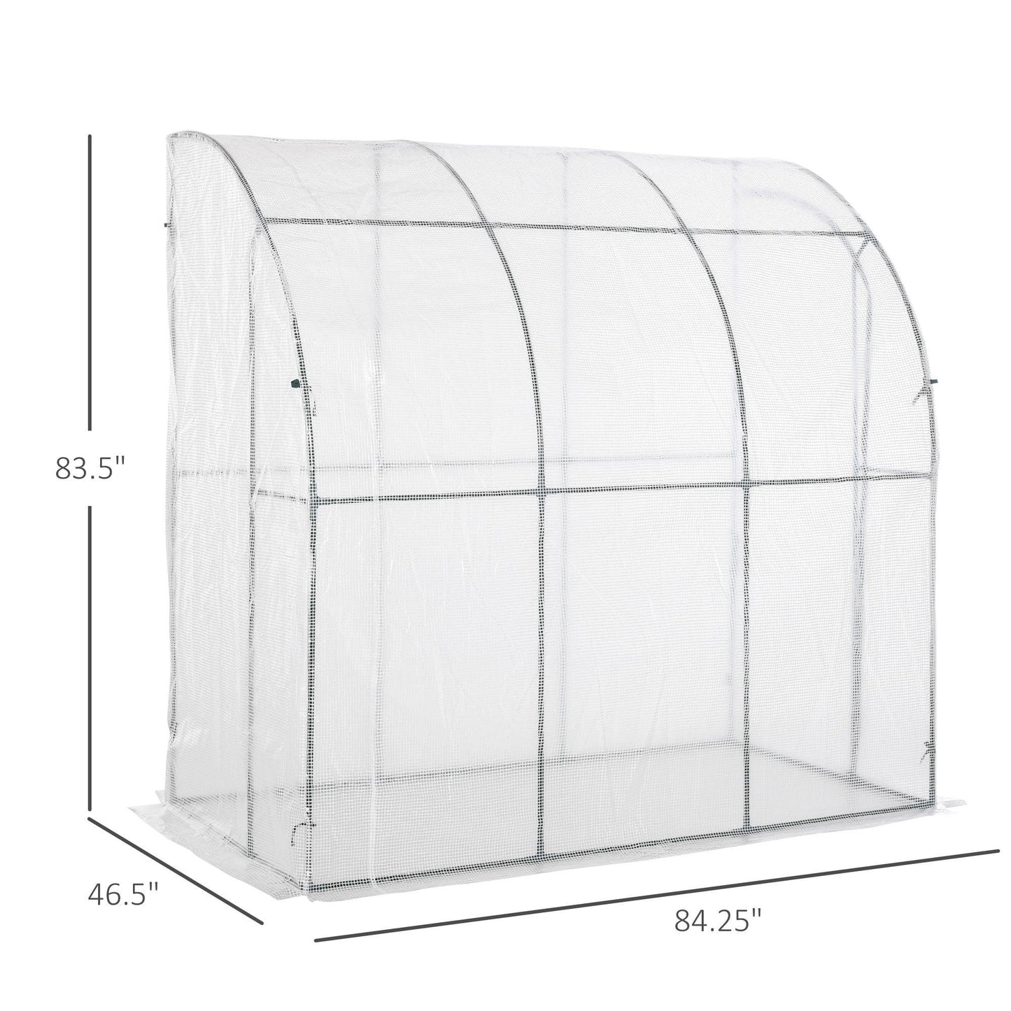 Outdoor and Garden-7' x 4' x 7' Outdoor Walk-In Greenhouse, Plant Nursery with Roll-up Door, and PE Cover, White - Outdoor Style Company