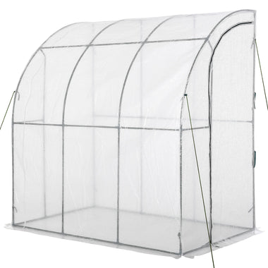 Outdoor and Garden-7' x 4' x 7' Outdoor Walk-In Greenhouse, Plant Nursery with Roll-up Door, and PE Cover, White - Outdoor Style Company