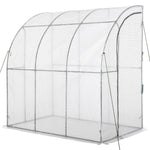 Outdoor and Garden-7' x 4' x 7' Outdoor Walk-In Greenhouse, Plant Nursery with Roll-up Door, and PE Cover, White - Outdoor Style Company