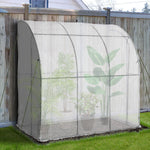 Outdoor and Garden-7' x 4' x 7' Outdoor Walk-In Greenhouse, Plant Nursery with Roll-up Door, and PE Cover, White - Outdoor Style Company