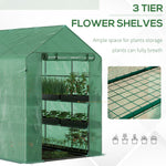 Miscellaneous-7' x 5' x 6' Walk-in Greenhouse PE Cover, 3-Tier Shelves, Steel Frame Hot house, Roll-Up Zipper Door for Flowers, Vegetables, Green - Outdoor Style Company