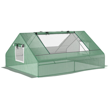 Outdoor and Garden-71" x 55" x 32" Mini Tunnel Greenhouse, Small Greenhouse Outdoor Flower Planter Hot House with Zipper Windows and Door, Green - Outdoor Style Company