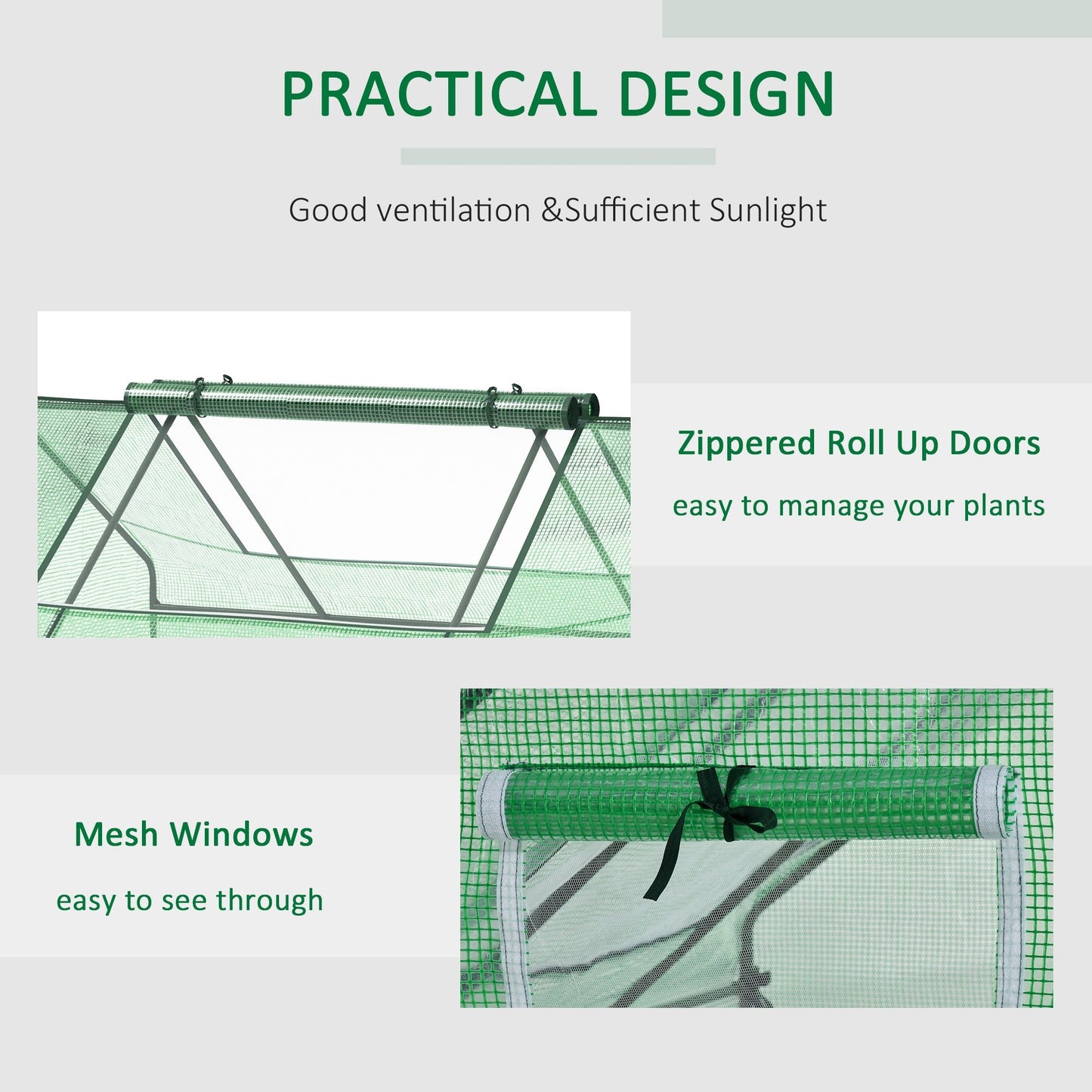 Outdoor and Garden-71" x 55" x 32" Mini Tunnel Greenhouse, Small Greenhouse Outdoor Flower Planter Hot House with Zipper Windows and Door, Green - Outdoor Style Company