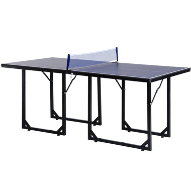 Outdoor and Garden-72" Compact Folding Multi-Use Indoor / Outdoor Table Tennis Table With Net And Post Set, Blue - Outdoor Style Company