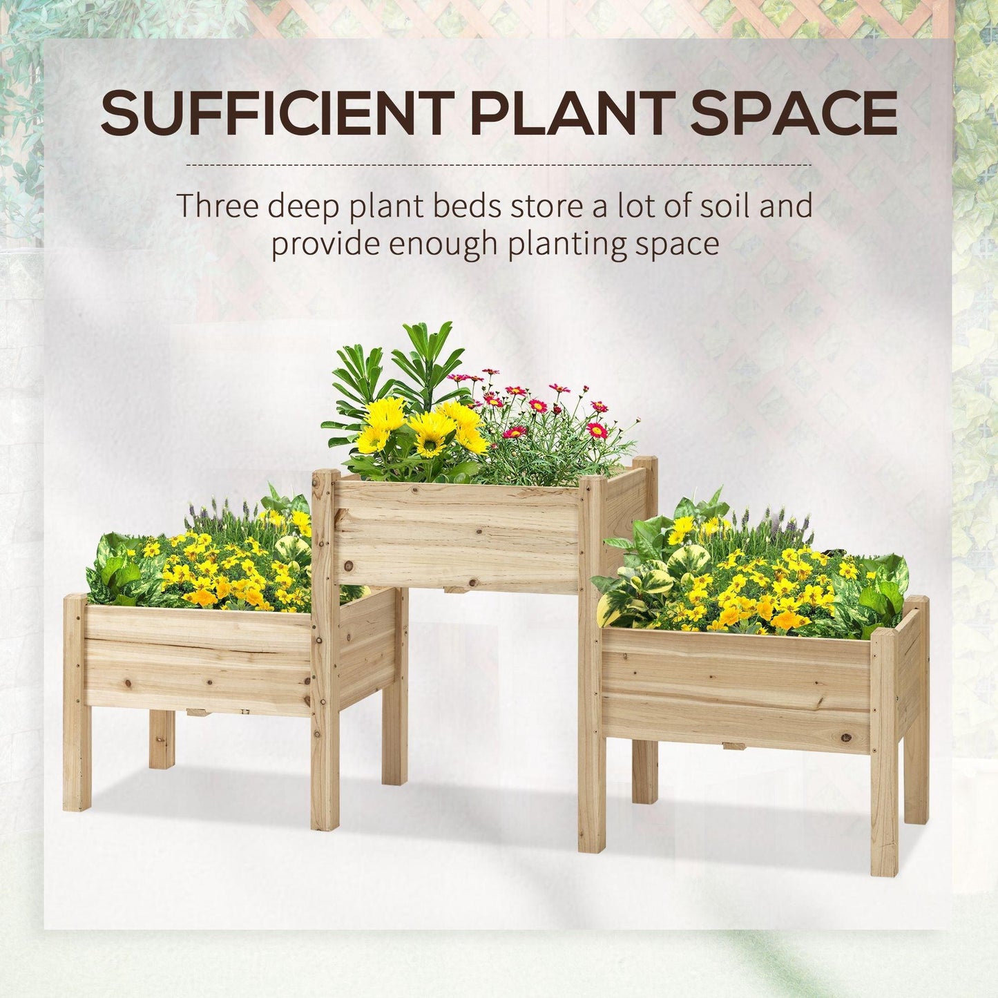 Outdoor and Garden-73" x 18" x 32" 3 Tier Raised Garden Bed w/ Three Elevated Planter Box, Freestanding Wooden Plant Stand for Vegetables, Herb and Flowers - Outdoor Style Company