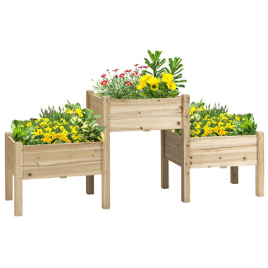Outdoor and Garden-73" x 18" x 32" 3 Tier Raised Garden Bed w/ Three Elevated Planter Box, Freestanding Wooden Plant Stand for Vegetables, Herb and Flowers - Outdoor Style Company
