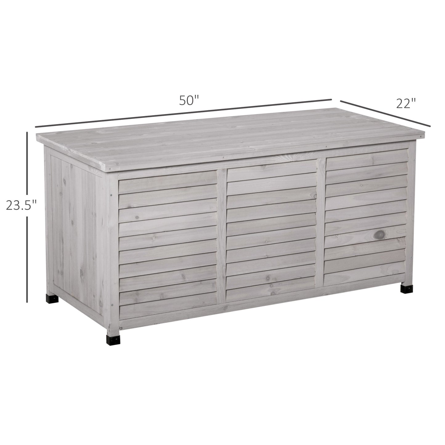 Outdoor and Garden-75 Gallon Wooden Deck Storage Box, Outdoor Deck Furniture with Aerating Gap & Weather-Fighting Finish, Gray - Outdoor Style Company
