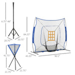 Miscellaneous-7.5'x7' Baseball Practice Net Set w/ Catcher Net, Tee Stand, 12 Baseballs for Pitching, Fielding, Practice Hitting, Batting, Backstop - Blue - Outdoor Style Company