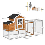 Outdoor and Garden-76Inches Wooden Chicken Coop Outdoor Hen House Poultry Cage with Glass Slide-out Tray Separate Nesting Box, White - Outdoor Style Company