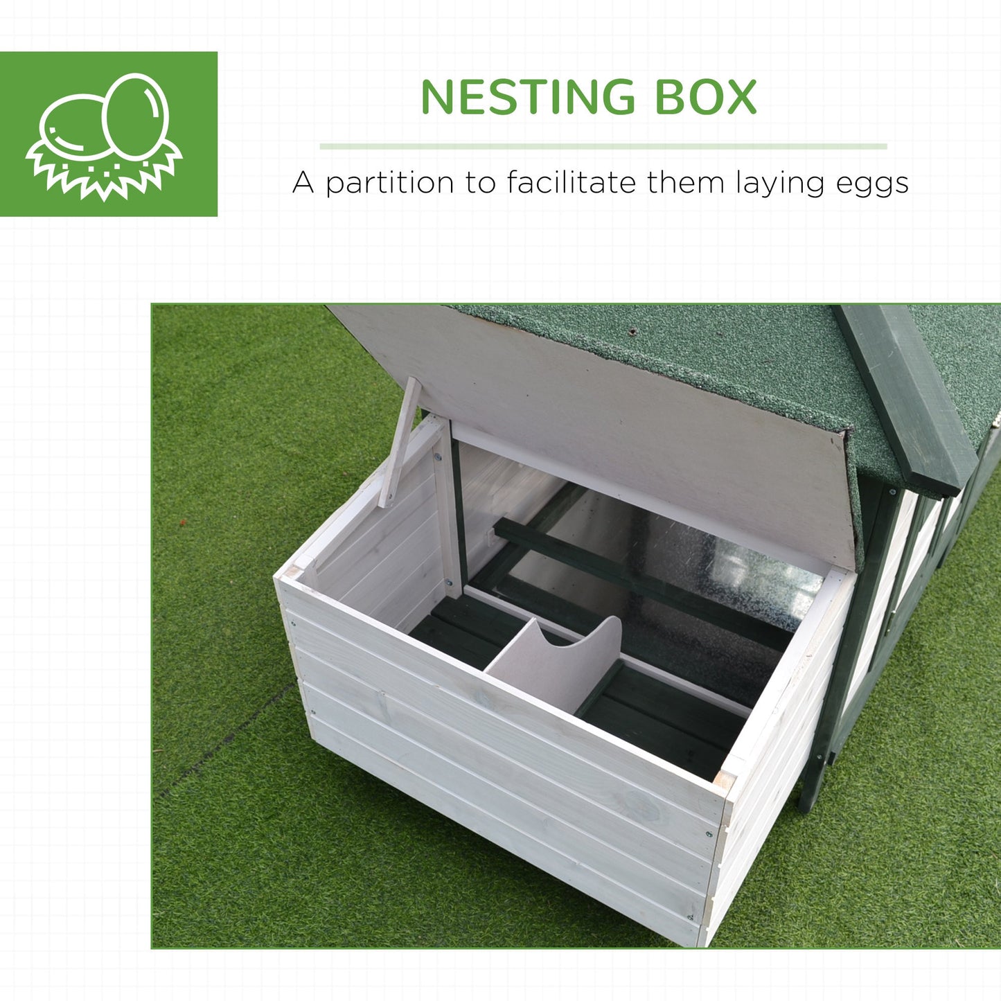 Outdoor and Garden-77" Wooden Chicken Coop Hen House Poultry Cage with Weatherproof Roof, Nesting Box, Enclosed Run and Removable Tray for Outdoor Backyard, Green - Outdoor Style Company