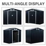 Outdoor and Garden-7'x4' Metal Outdoor Garden Shed Organizer, Utility Storage Tool Shed Kit with Spacious Design & Ventilation Windows for Backyard, Dark Gray - Outdoor Style Company