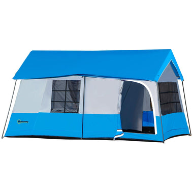 Miscellaneous-8 Person Tent with Waterproof Rain Cover, Double Layer Backpacking with Mesh Windows, Carry Bag for Hiking - Blue - Outdoor Style Company