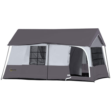 Miscellaneous-8 Person Tent with Waterproof Rain Cover, Double Layer Backpacking with Mesh Windows, Carry Bag for Hiking - Grey - Outdoor Style Company