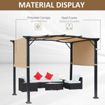 Outdoor and Garden-8' x 10' Retractable Pergola Canopy Steel Frame Polyester Fabric Gazebo with Top Cover,Retractable Canopy Shade Awning - Outdoor Style Company