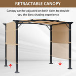 Outdoor and Garden-8' x 10' Retractable Pergola Canopy Steel Frame Polyester Fabric Gazebo with Top Cover,Retractable Canopy Shade Awning - Outdoor Style Company