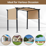 Outdoor and Garden-8' x 10' Retractable Pergola Canopy Steel Frame Polyester Fabric Gazebo with Top Cover,Retractable Canopy Shade Awning - Outdoor Style Company