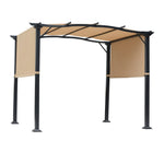 Outdoor and Garden-8' x 10' Retractable Pergola Canopy Steel Frame Polyester Fabric Gazebo with Top Cover,Retractable Canopy Shade Awning - Outdoor Style Company