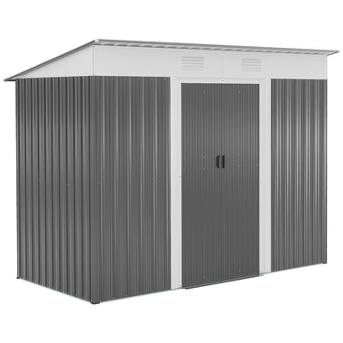 Outdoor and Garden-8' x 4' Backyard Garden Tool Storage Shed with Dual Locking Doors, 2 Air Vents and Steel Frame, Black/White - Outdoor Style Company