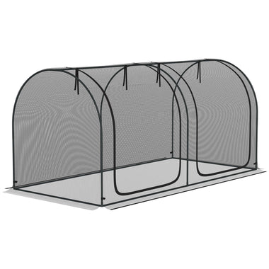 Miscellaneous-8' x 4' Crop Cage, Plant Protection Tent with Two Zippered Doors, Storage Bag and 4 Ground Stakes, for Garden, Yard, Lawn, Black - Outdoor Style Company